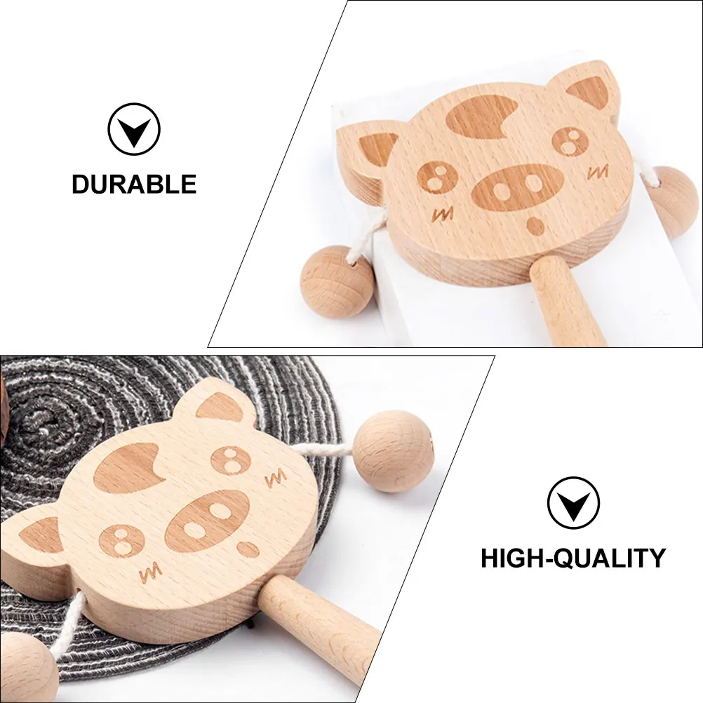 ของเล่นกลองสั่นปลอดภัยเด็กโยกประสาทสัมผัสสําหรับทารกเด็กวัยหัดเดินไม้เด็กโต้ตอบ