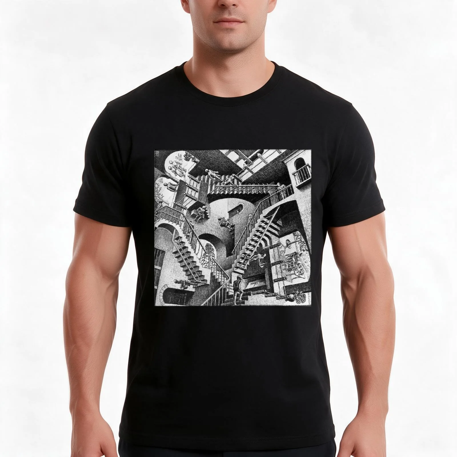 Optical Illusions T-Shirt, Summer Casual Cotton Tee, Oversized Streetwear Tops, Vintage Graphic Print, Loose Fit Short Sleeve