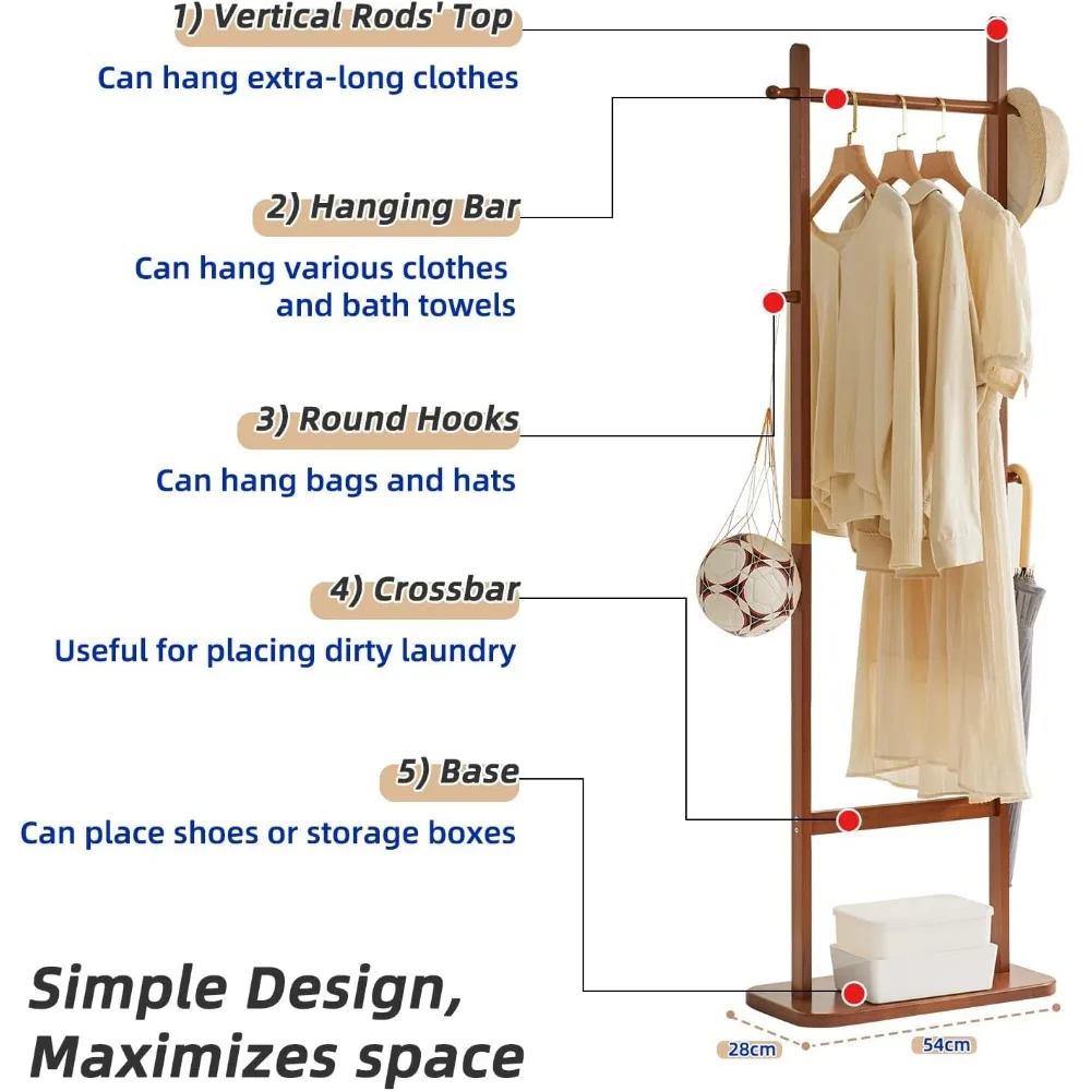 코트 랙 나무 스탠드, 매우 견고한 베이스, 독립형 작은 옷 랙, 무거운 의무, 아동용 의류 걸이 랙