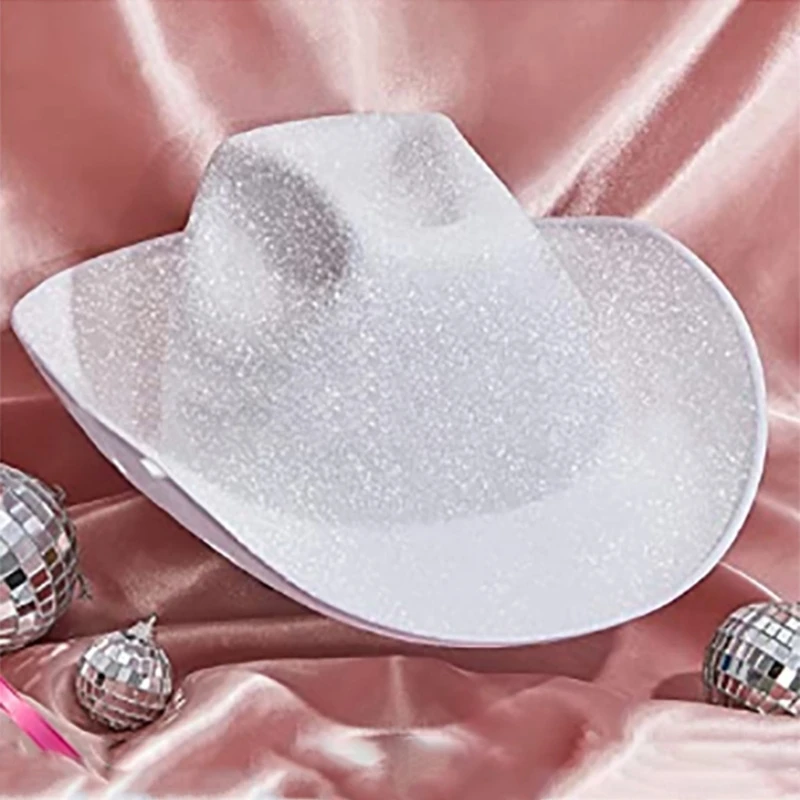 Sparkling Cowboy Hat Aurora Glitter Wild for Bachelorette Party Disco Glitter Cowboy Hat Disco Hat for Actor Actress