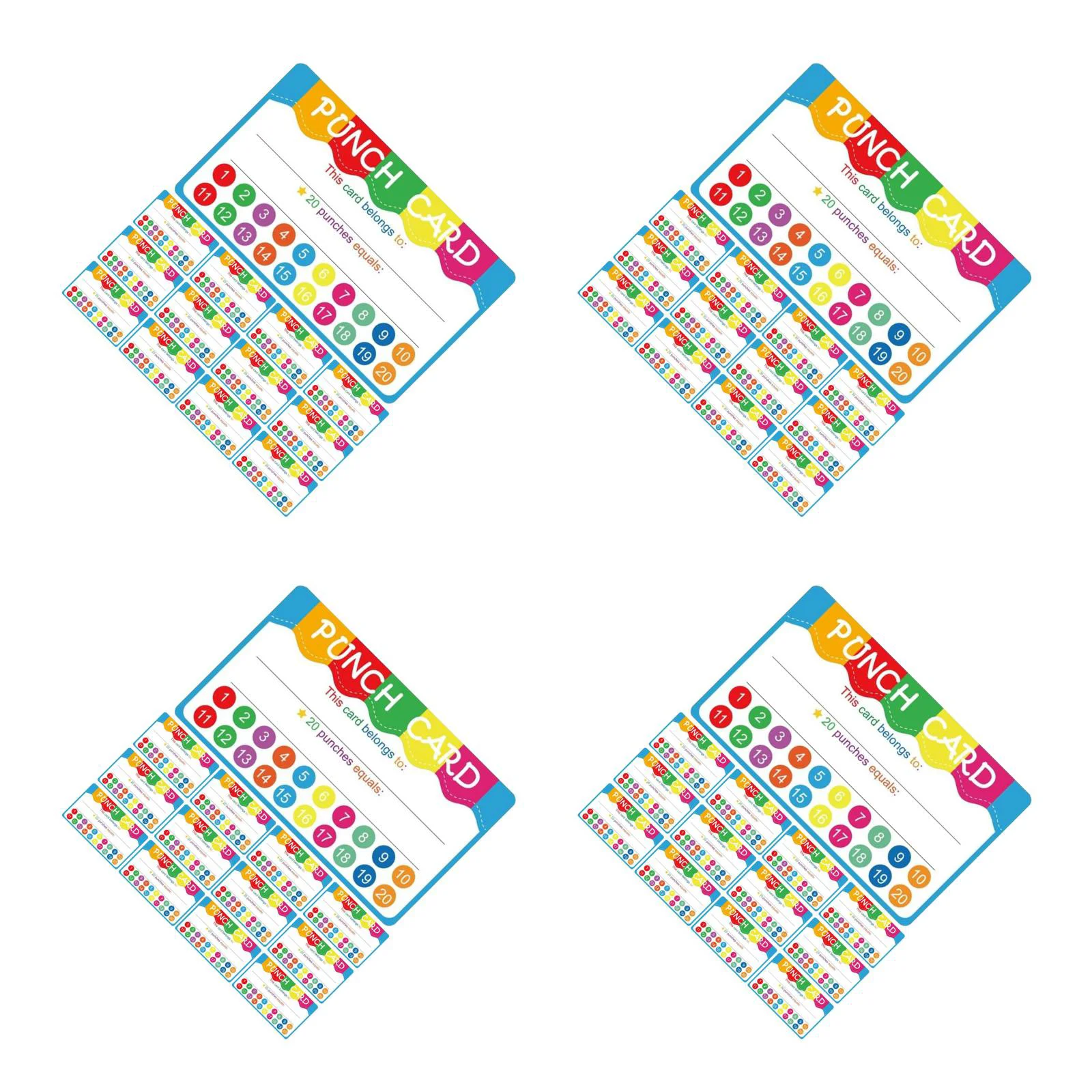 200 pcs  Students Award Cards Punch Cards Reward Cards Incentive Award Cards for Classrooms Reward Cards Primary School Punch Ca