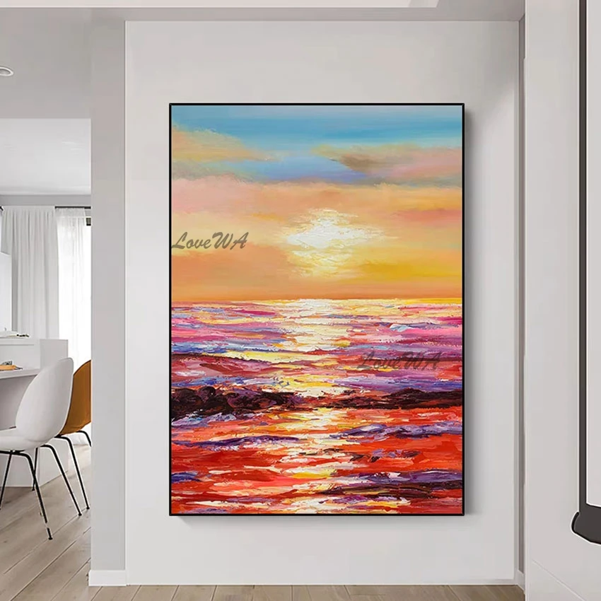 Wall Art Decor Easy Canvas Paintings Abstract Knife Design Texture Sunset Painting No Frame 3d Picture Beautiful Scenery Artwork