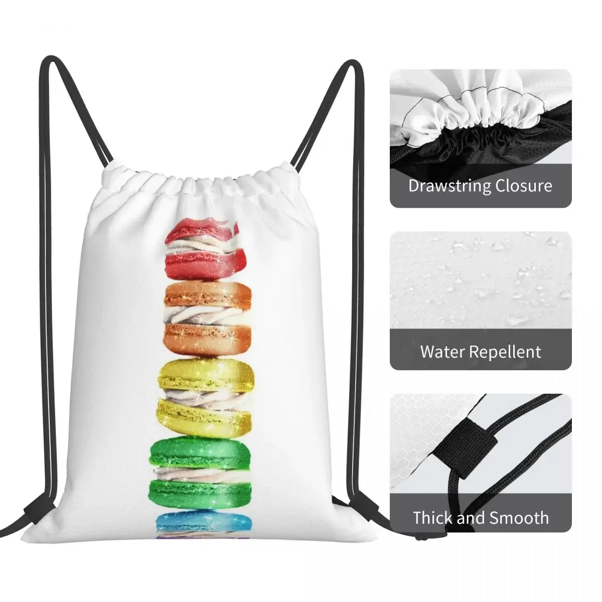 Sac à dos portable Rainbow Macarons Tower, Love Padramatic Kawaii, Sweet Cake, Proximité Wstring, Bundle Pocket, SportsBag, BookBag