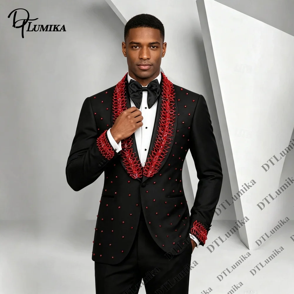 Wedding Tuxedo Suit for Men Two Piece Jacket Pants Red Decorations Made To Measure Wedding Groom Suits XXS-7XL Tailored
