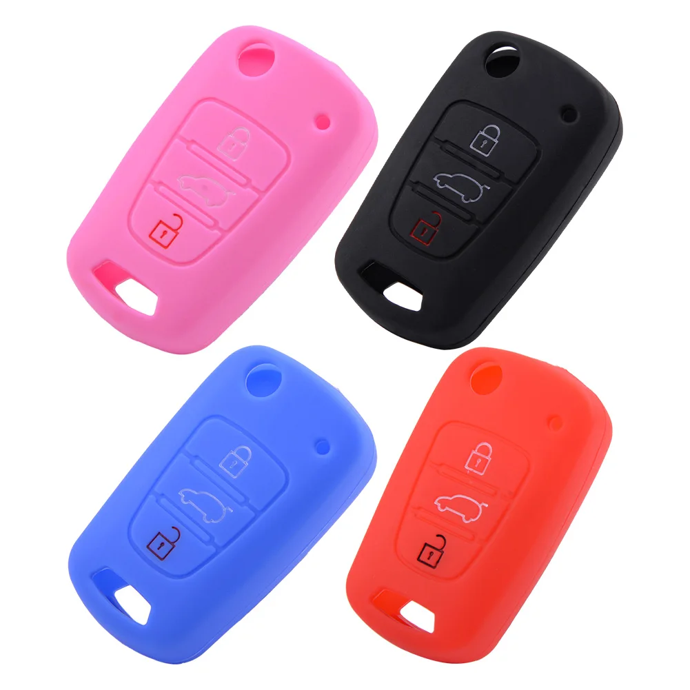 For Kia For Sportage 3 Buttons Silicone Car Key Cover Dandkey Silicone Car Key Cover Case Dark Blue Red Light Blue Black Pink