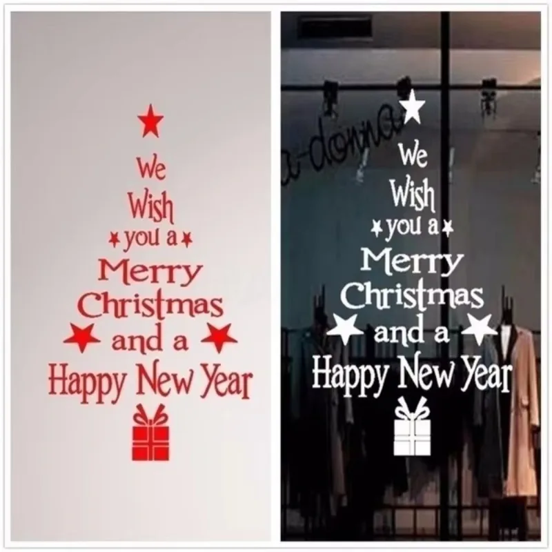 Abnehmbare Frohe Weihnachten Baum Wandaufkleber Kunst Vinyl Aufkleber Home Fenster Dekoration