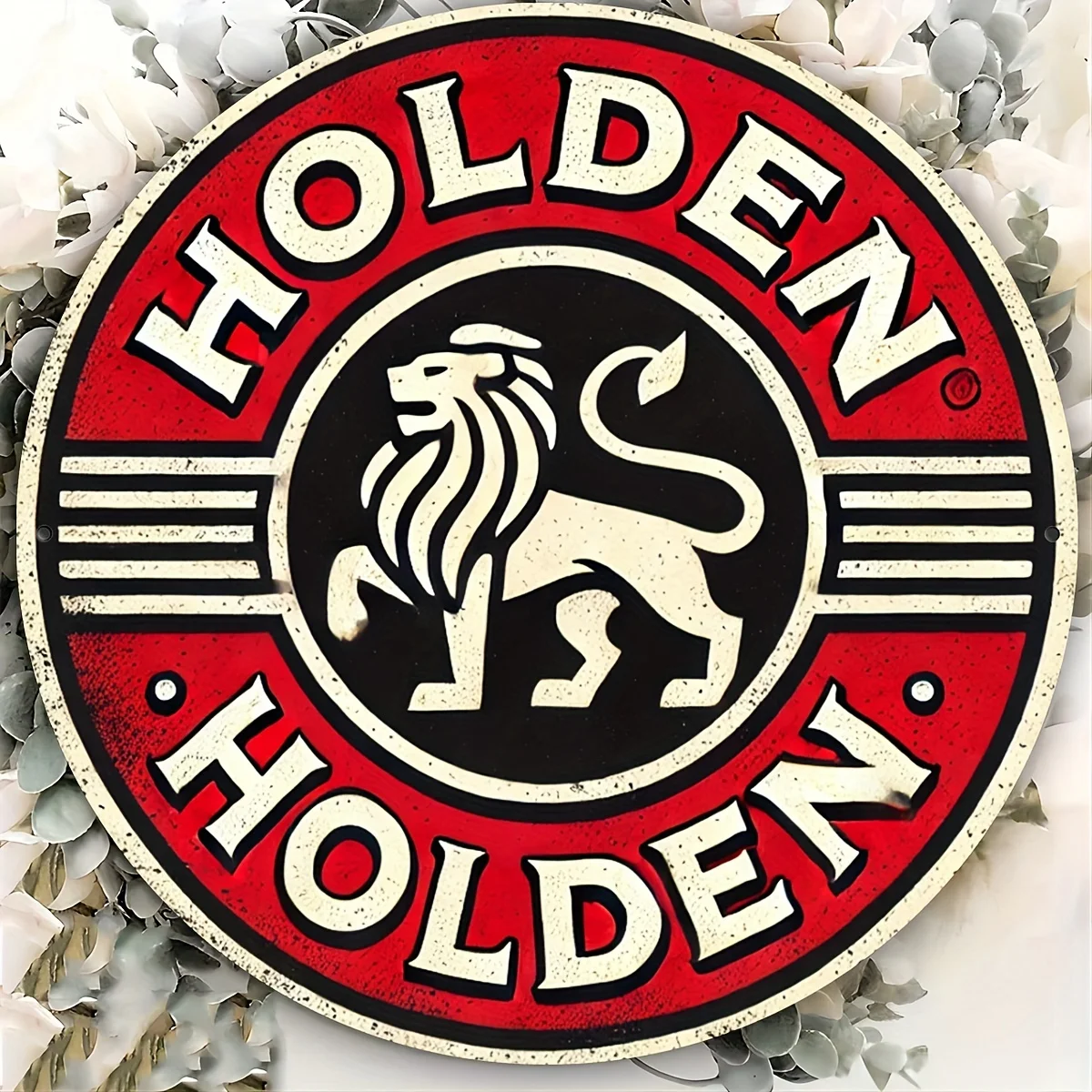 HOLDEN Vintage Metal Wall Art - 8x8 Inch Retro Aluminum Sign with Lion Logo, Waterproof, Rustproof, Heatproof, Easy to Install,