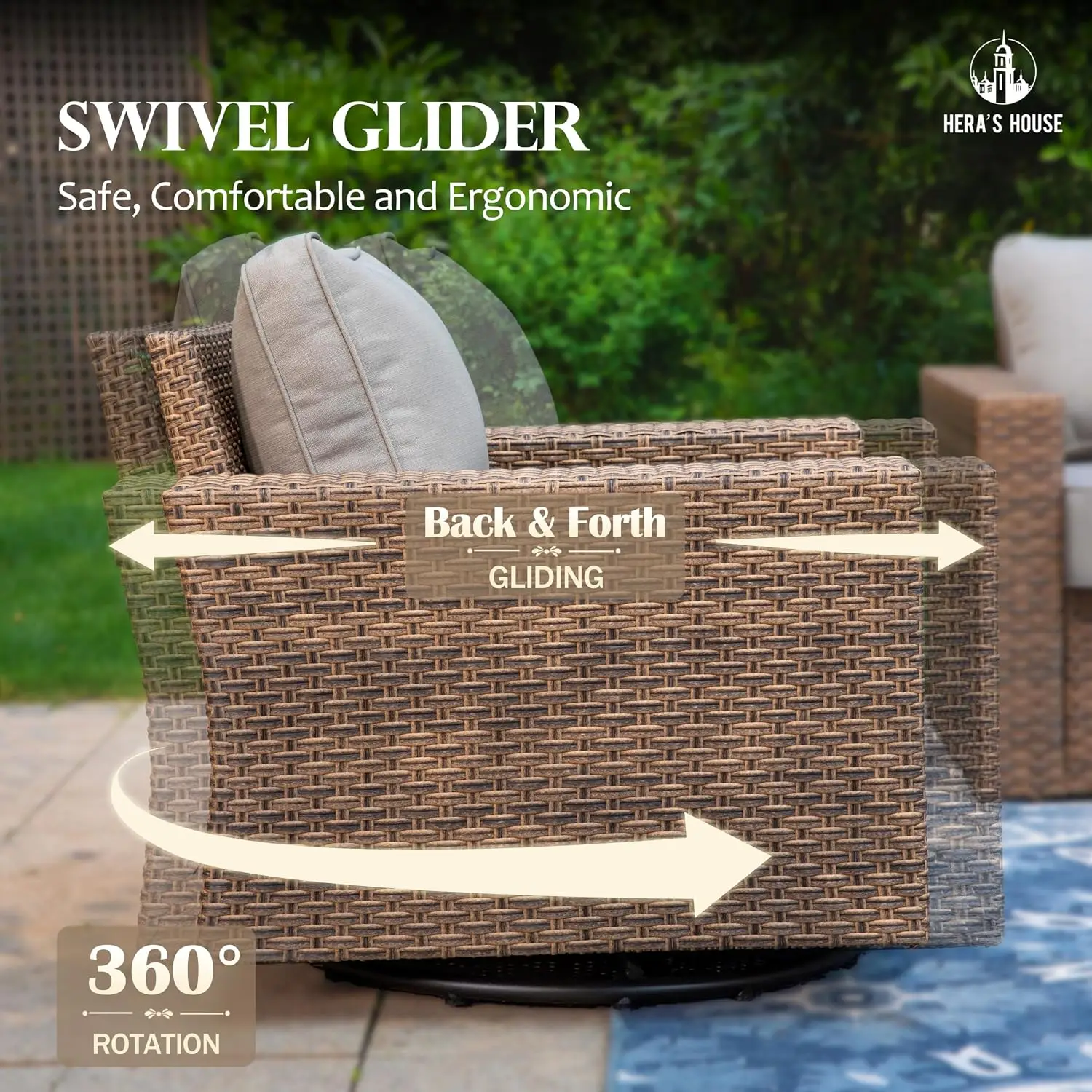 5-Piece Patio Sofa Set With Wide Arm For Outdoor Garden, Grey, Customized