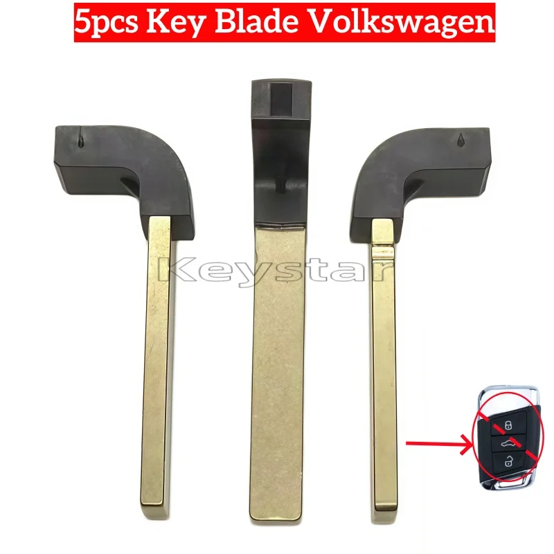 keystar 5pcs HU162 Car Smart Key Blank MQB48 Keyless Remote Key Blade Spare Emergency Door Key for VW Suberb Arteon Passat
