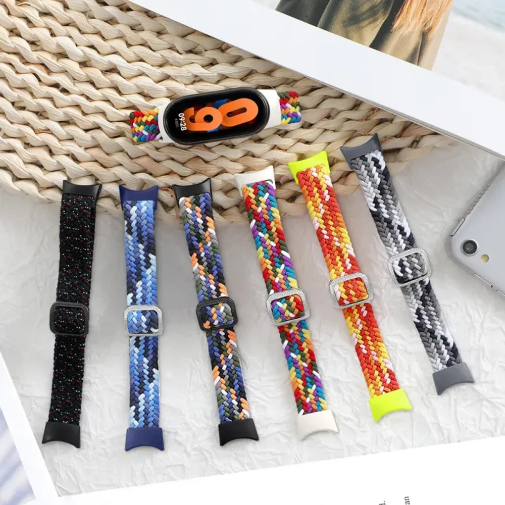 Nylon Solo Loop Strap for Xiaomi Mi Band 10 Braided Elastic Stretchable Watchbands correa bracelet on Miband 10 9 8 mi band9 NFC