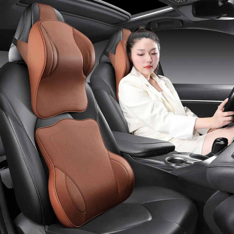 Memory Foam Car Neck Pillow And Lumbar Support Relieve Neck And Lumbar Easy To Install Available In Multiple Colors