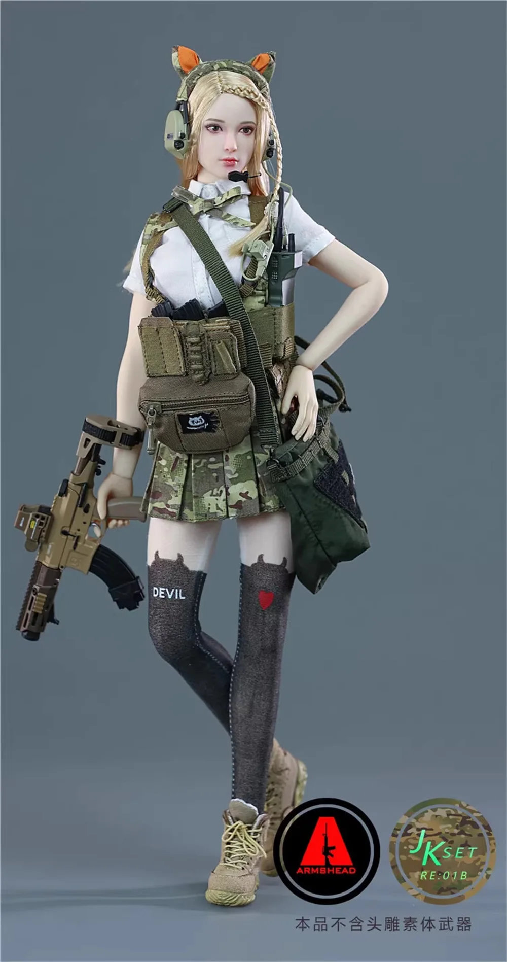 

1/6 ARMSHEAD RE01 RE01B Fashion Trendy Girl Soldier Armed Student JK Uniform Demon Stockings Pleated Skirt Cloth No Doll No Head