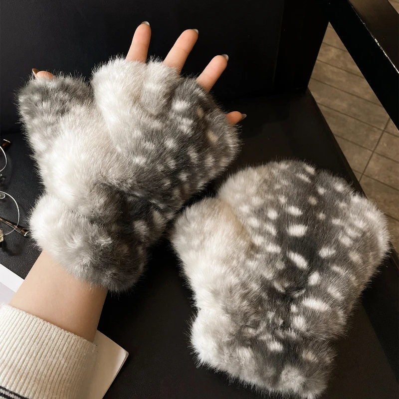 Cute Elk Open-finger Plush Japanese Gloves Deer Series Christmas Accessories Cosplay Props Y2K Kawaii Jk Warm Gloves