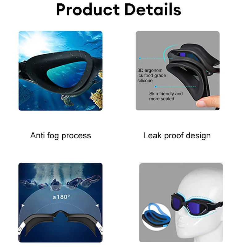 2023 New Adult Anti-Fog UV Protection Lens Men Women Swimming Goggles Waterproof Adjustable Silicone Swim Glasses Adults