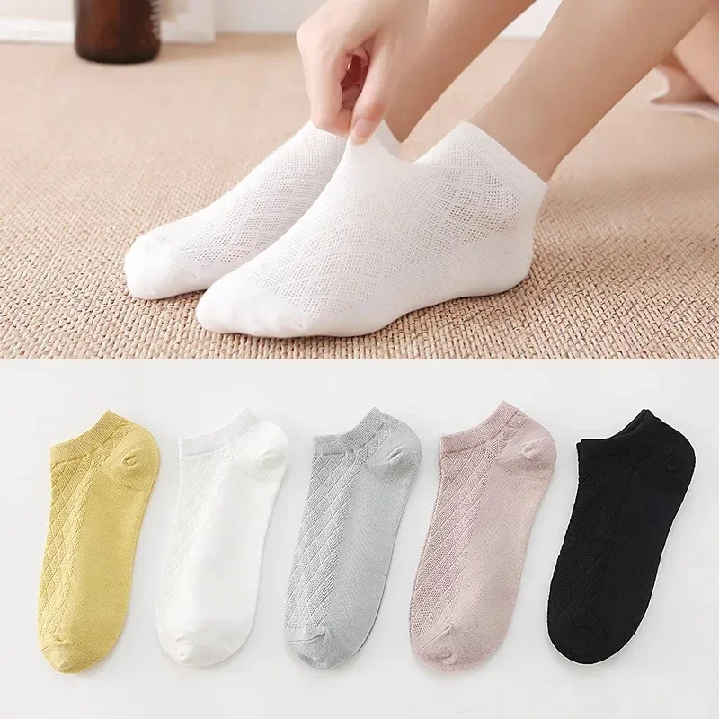 الربيع والصيف القطن رقيقة شبكة المرأة السفينة الجوارب لون نقي كاندي الجوارب، تنفس ورائحة واقية الجوارب