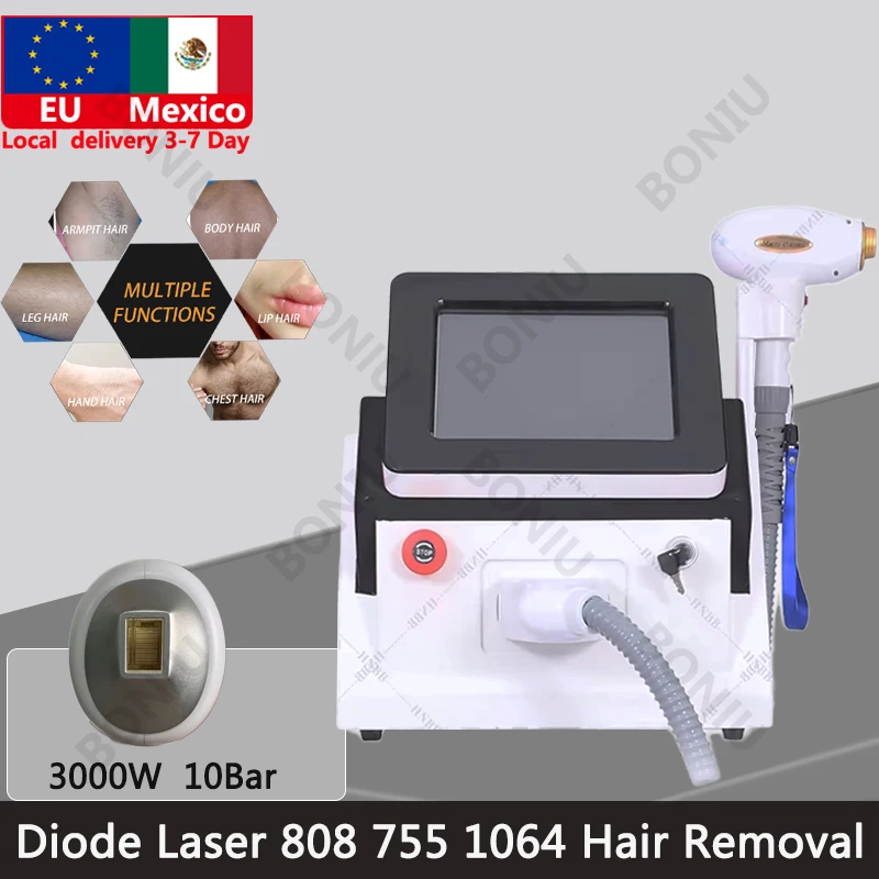 Local Shipment 808nm Diode Laser Hair Remover Painless Effetctive Hair Removal Machine With 755nm 808nm 1064nm For All Skin Hair