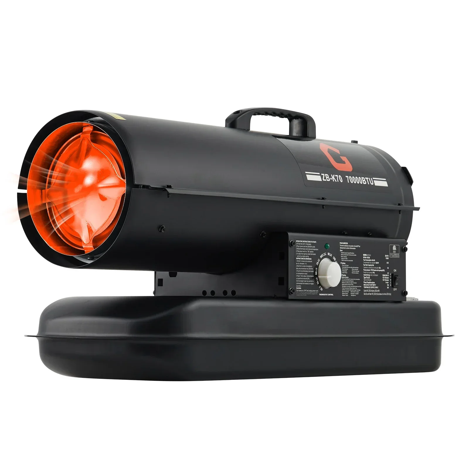 45000 BTU/70000 BTU Portable Diesel Space Heater Forced Air Heater 120V Fuel with Adjustable Thermostat 5-Gallon Tank Portable Salamander for Garage/Workshop/Construction Site Wheels