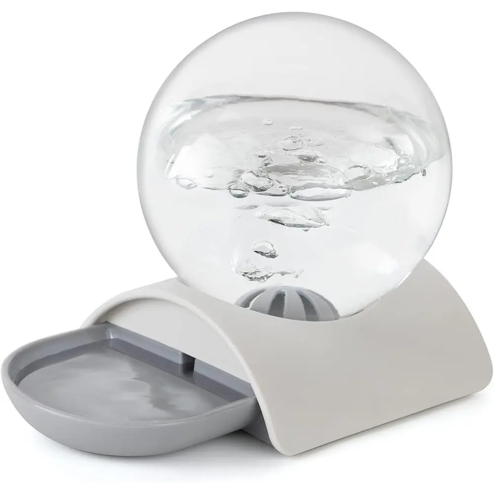 

Поилка для животных с гравитационной подачей воды, 2,8 л, для кошек, собак и кроликов, со съемной миской и функцией пузырьков, серая