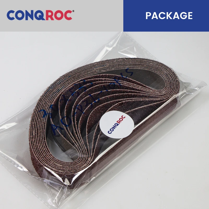 10 pièces 30x533mm bandes abrasives oxyde d'aluminium 1-3/16 "x 21" bandes abrasives P36 ~ 600