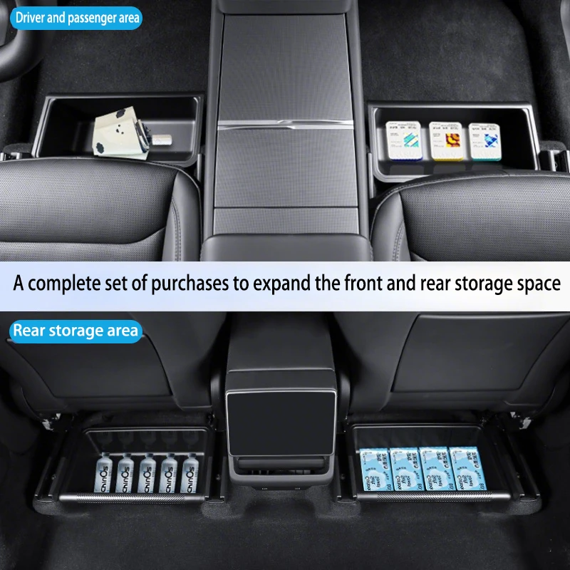 For Tesla Model Y Juniper 2025 Launch Under Seat Storage Box Console Manager Accessories Underseat Hidden Store Space Tray