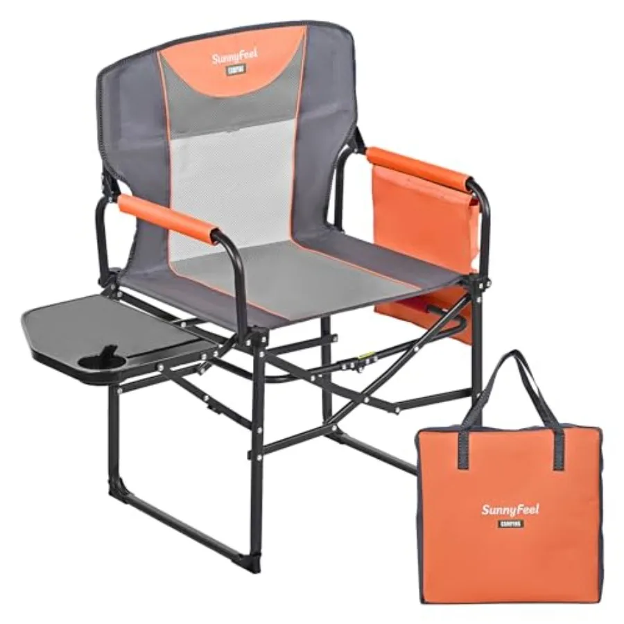 

Oversized Camping Directors Chair, Portable Folding Lawn Chairs for Adults Heavy Duty with Side Table, Pocket for Beach, Fishin