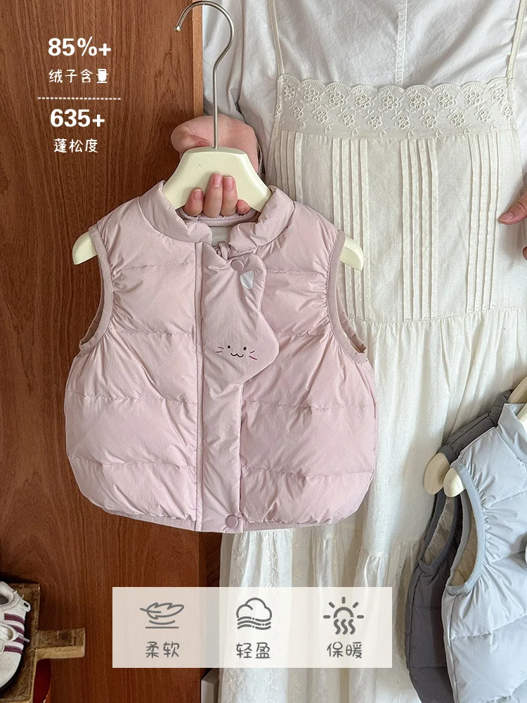 Baby Down Vest Autumn Winter New Infant Lightweight Down Clothing Girls White Duck Down Vest Jacket aClass