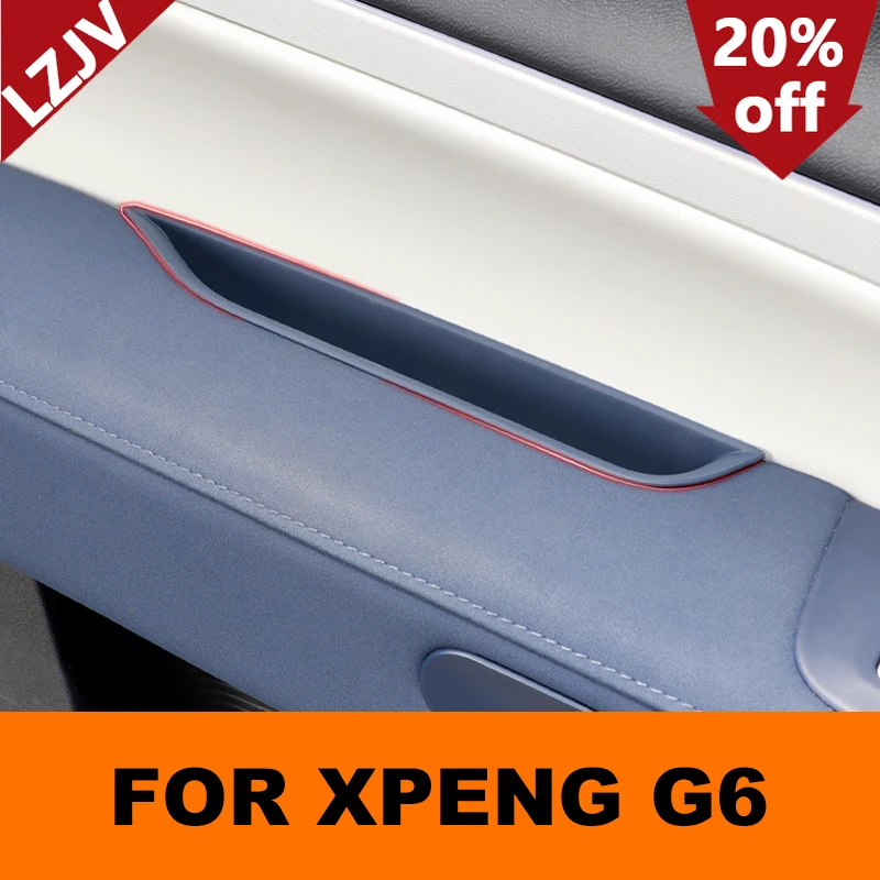 LZJV 4Pcs/set Silica Gel Car Door Armrest Storage Box for Xpeng G6 2023 2024 2025 Door Handle Boxes Case Holder Container Access