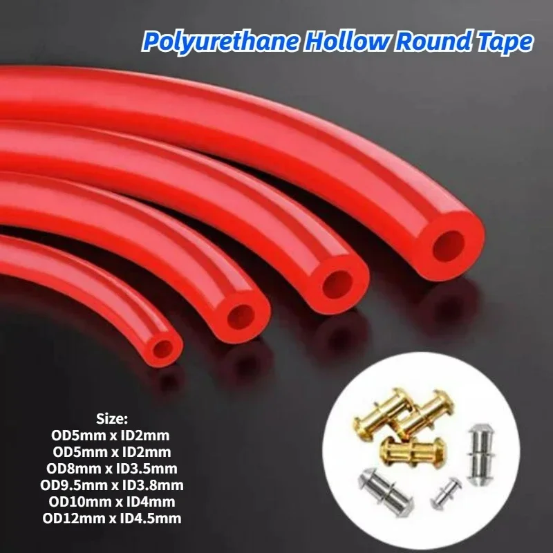 Red PU Polyurethane Hollow Round Belt Convenient Connection Non-Adhesive Drive Belt For Industrial Conveyor Food Machinery