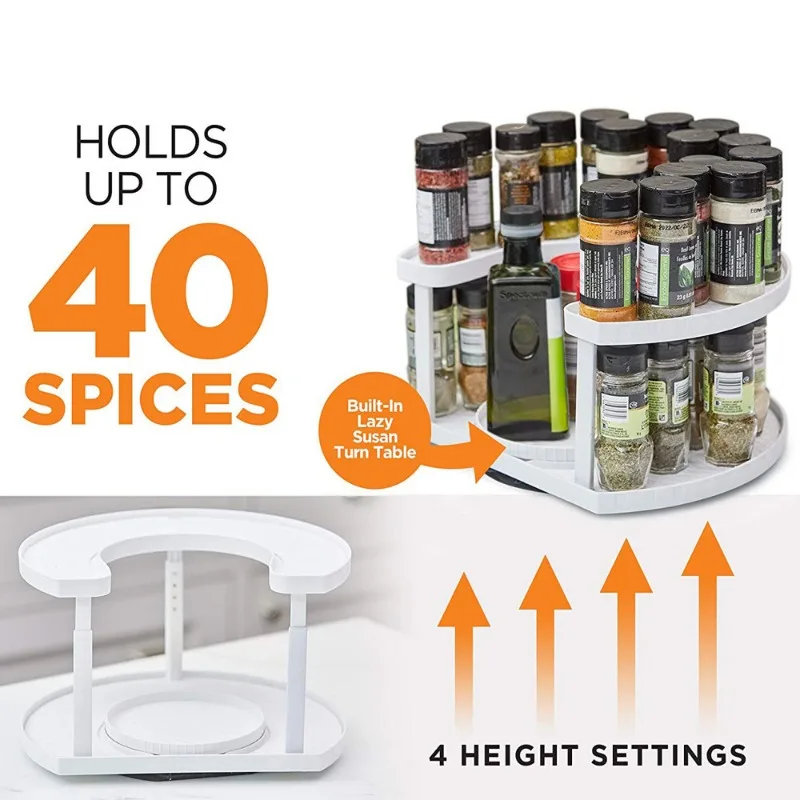 SPICE SPINNER Kitchen rotating seasoning rack Double layer seasoning Salt sugar bottle storage rack Household storage artifact