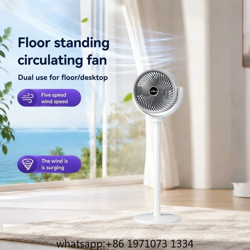 3-in-1 Modern Air Circulator Fan 5 Speeds 4 Heights Quiet Portable Pedestal Stand Fan USB-C for Home Bedroom Office RV Camping