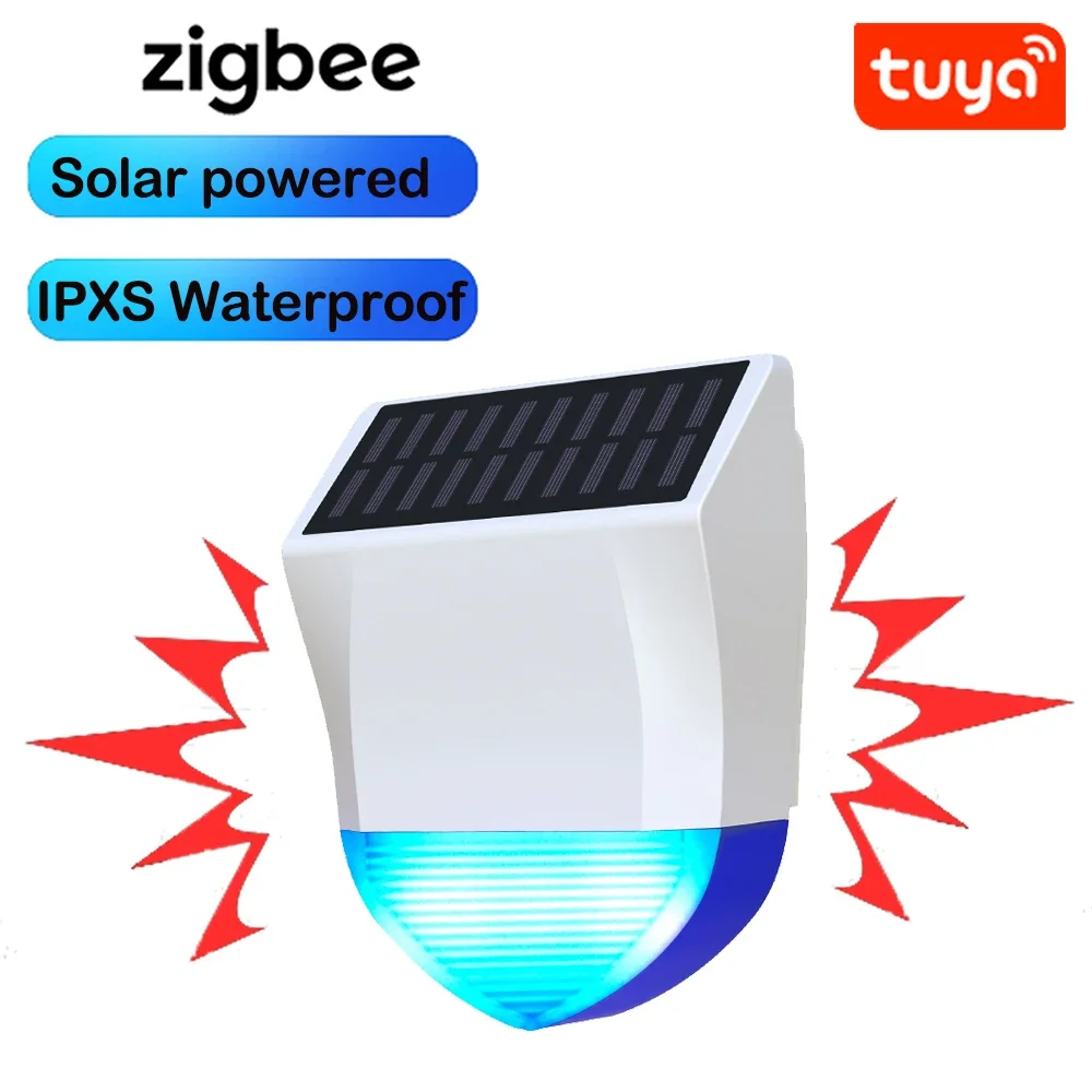 Tuya Smart Zigbee/Wifi Siren Alarm Waterproof Outdoor With Solar And USB Power Supply Optional 95dB Remote Control