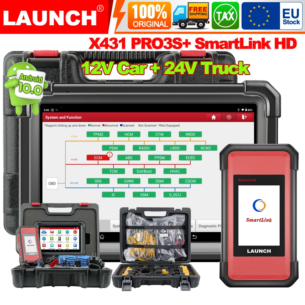 LAUNCH X431 PRO3S + ELITE SmartLink HD Strumenti Diagnostici per Benzina e Diesel Scanner Bidirezionale per Auto 12V e Camion 24V con Mappa Topologica