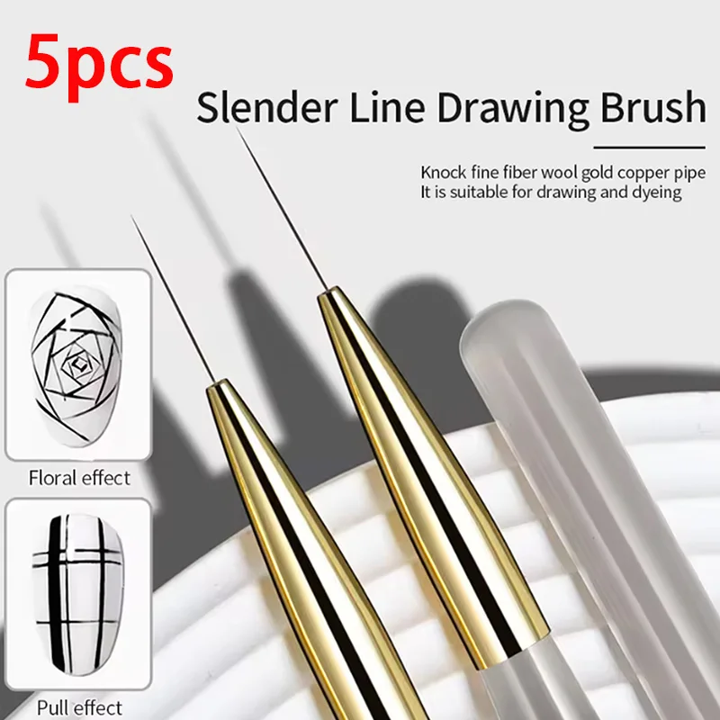 5 قطع الأشعة فوق البنفسجية هلام مسمار فرش أطقم شريط خط اللوحة رسم زهرة القلم المهنية مانيكير أدوات مسمار الفن بطانة فرشاة مجموعة #3