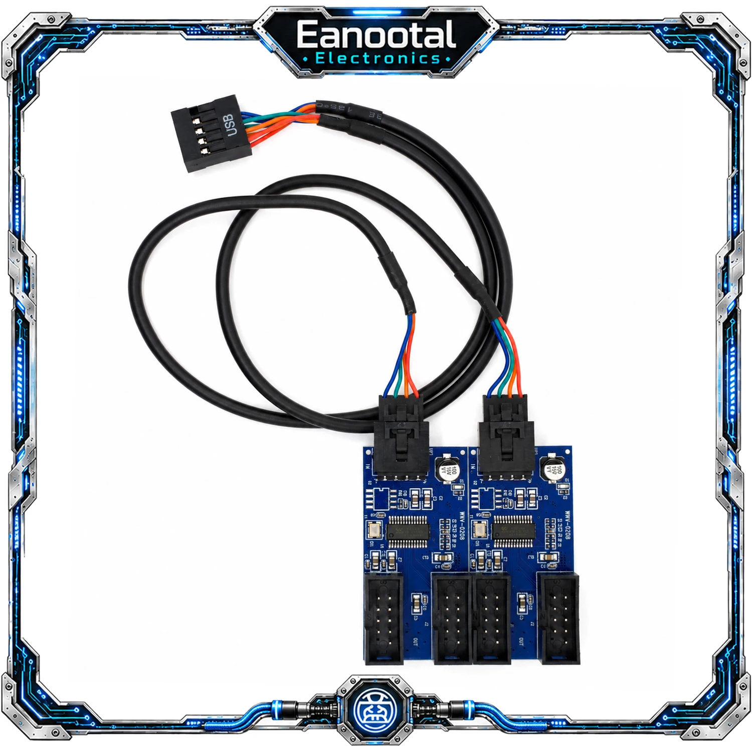 USB 2.0 9 Pin Motherboard Header Splitter 1 to 2 1 to 4 Internal USB Hub with 30cm Cable for Desktop PC