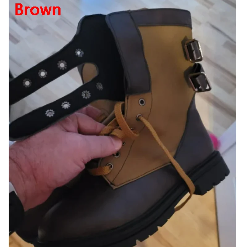 Medieval Steampunk Cosplay Boots Men Winter Larp Pirate PU Leather Halloween Shoes Carnival Party Fancy Knight Boots