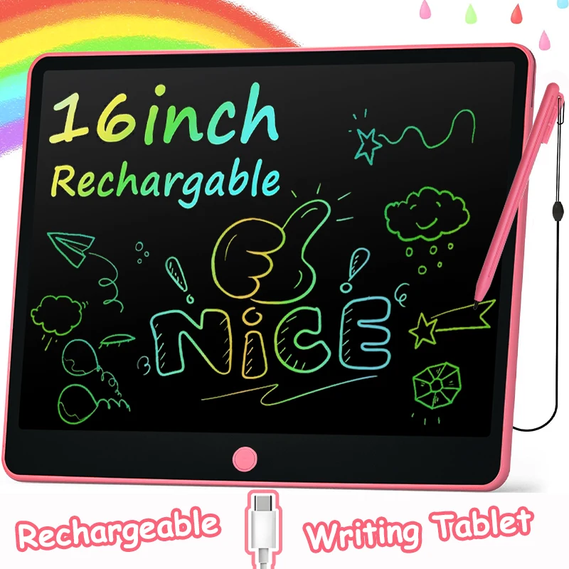16-inch Rechargeable Drawing Tablet Writing Tablet Kids Magic Doodle Board Family/Office Blackboard Travel Toys for Kids Gifts