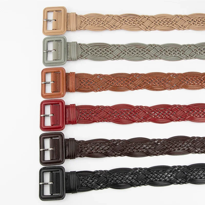 

Hand-woven non-porous women's wide belt with casual dress with belt wholesale decorative women's waist seal