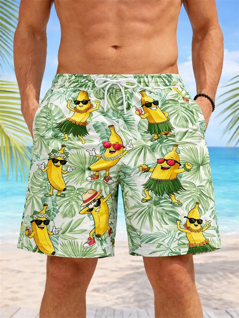 

Funny Banana Print Skateboard Shorts Summer Men'S Beach Pants Quick Drying Material Swimming Surfing Y2k Men'S Clothing Shorts