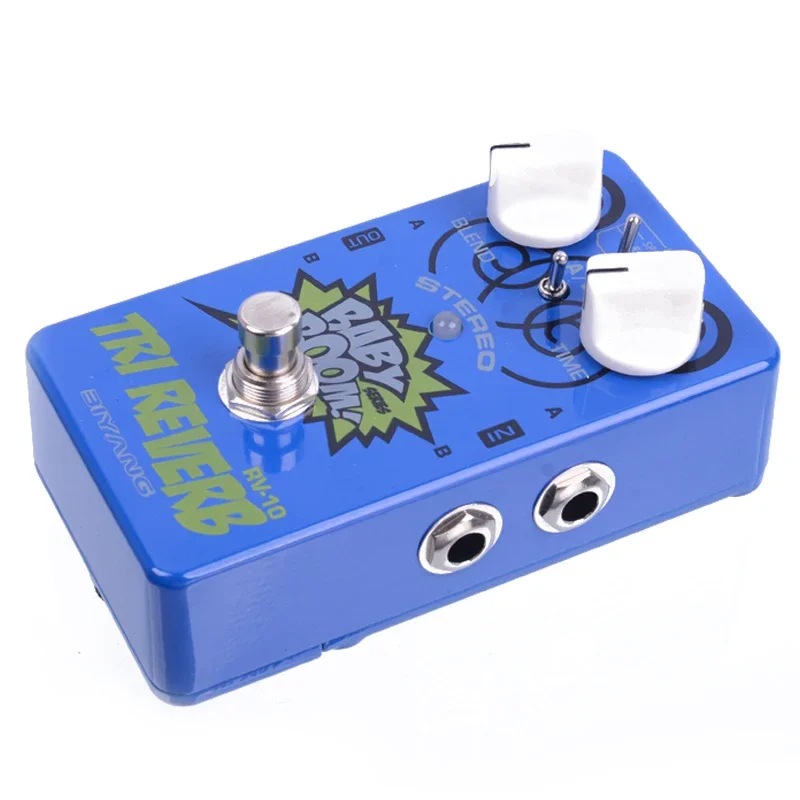 RV-10  blue Effects 3 Mode Tri Reverb Stereo True Bypass Electric Guitar effect Pedal with gold pedal connector