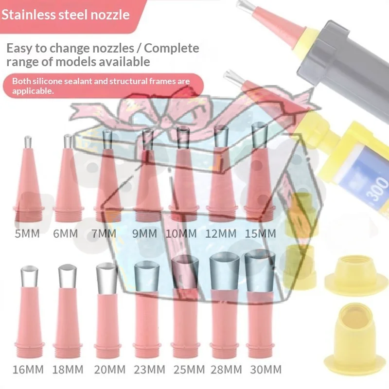 【CCA】5/23 Pcs Stainless Steel Caulking Nozzle Silicone Sealant Tool Set For Bathroom Kitchen Sink Joint Sealing And Application