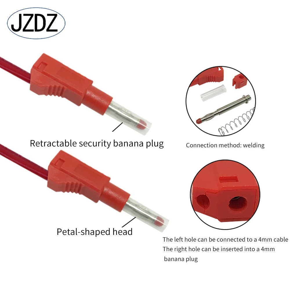 Jzdz 5 stücke Multi-Meter-Test führt 100cm Kabel Draht leitung 4mm Sicherheit Bananen stecker elektrisches Test werkzeug diy j.70022