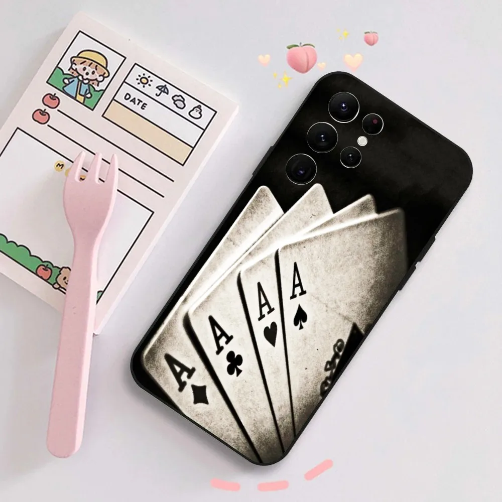 Poker Card Phone Case For Samsung Galaxy A20,A21s,A22,A31,A32,A52,A53,A72,73,A80,A91Soft Black Cover