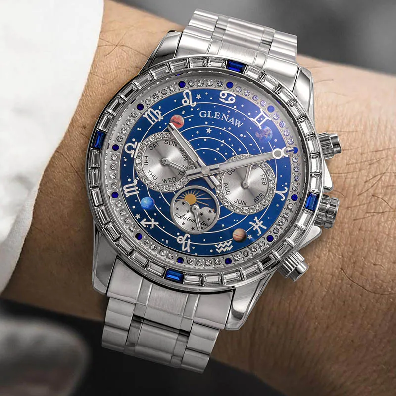 Glenaw High-End Business Fully Automatic Mechanical Multifunctional Men's Watch Fashionable Waterproof Luminous Watch