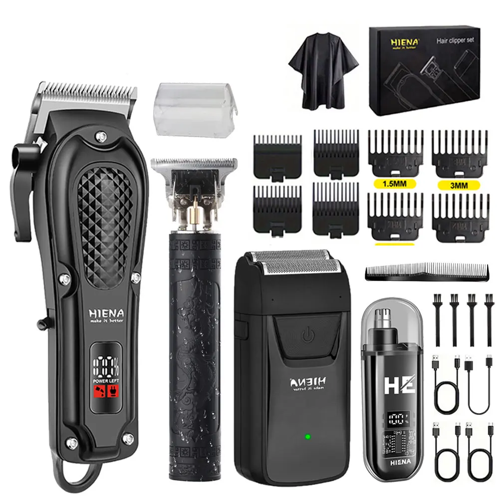 Maszynka do strzyżenia włosów Akumulatorowe maszynki do strzyżenia włosów dla mężczyzn, zestaw trzyczęściowy z głowicą olejową i trymerami elektrycznymi, idealne do domu