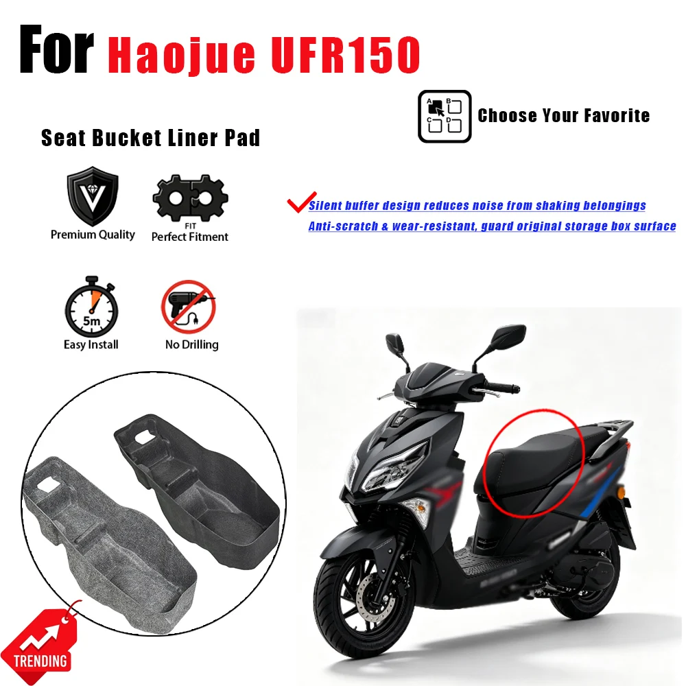 3D Integrated Silent Anti-scratch Seat Storage Liner Non-destructive Mod Accessories For Haojue UFR150 Scooter Accesorios moto