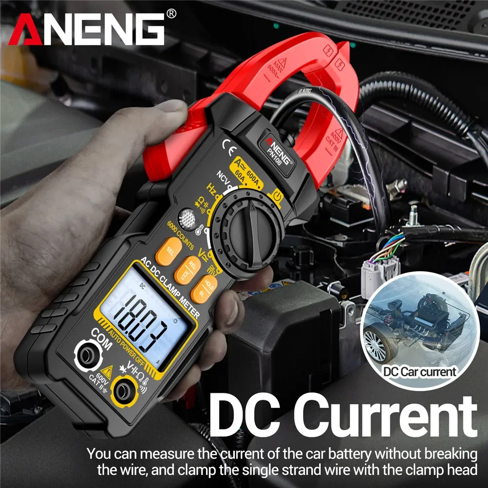 ANENG PN108 Clamp Meter Multimeter Smart 6000 Counts Digital AC/DC Voltage 600A Current Resistance Capacitance Diode Tester Tool