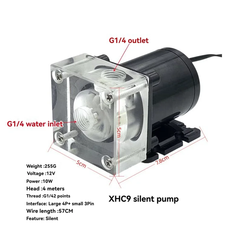 

Superb 500L/H Noiseless Water Cooling Pump 4 Meters Lift G1/4 Thread For PC Computer CPU Cool System