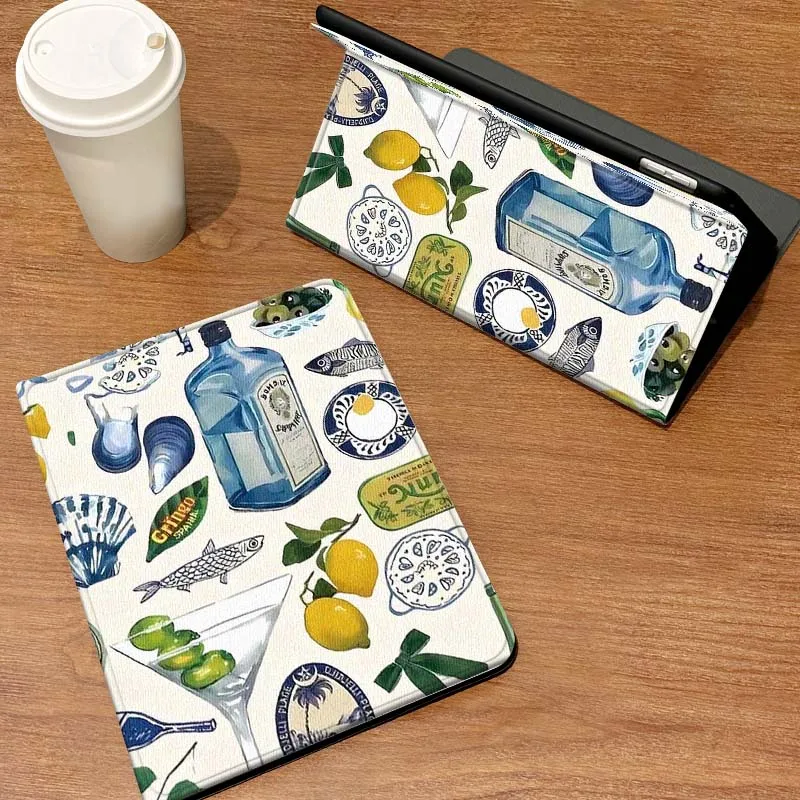 

Lemon Ocean Retro Illustration Case For Samsung Galaxy Tab A7 A9 A11 S6 A11 A8 S11 Lite Plus 10.4 10.5 10.1 Inch Tablet