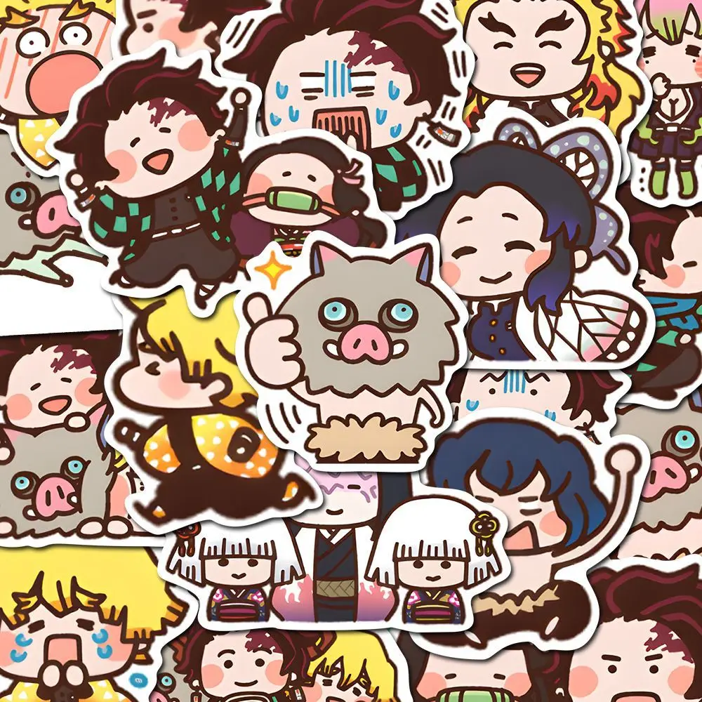 80PCS Cute Cartoon Demon Slayer Anime Stickers Kamado Nezuko Decals DIY Phone Laptop Luggage Cool Sticker for Kid Toy Gift