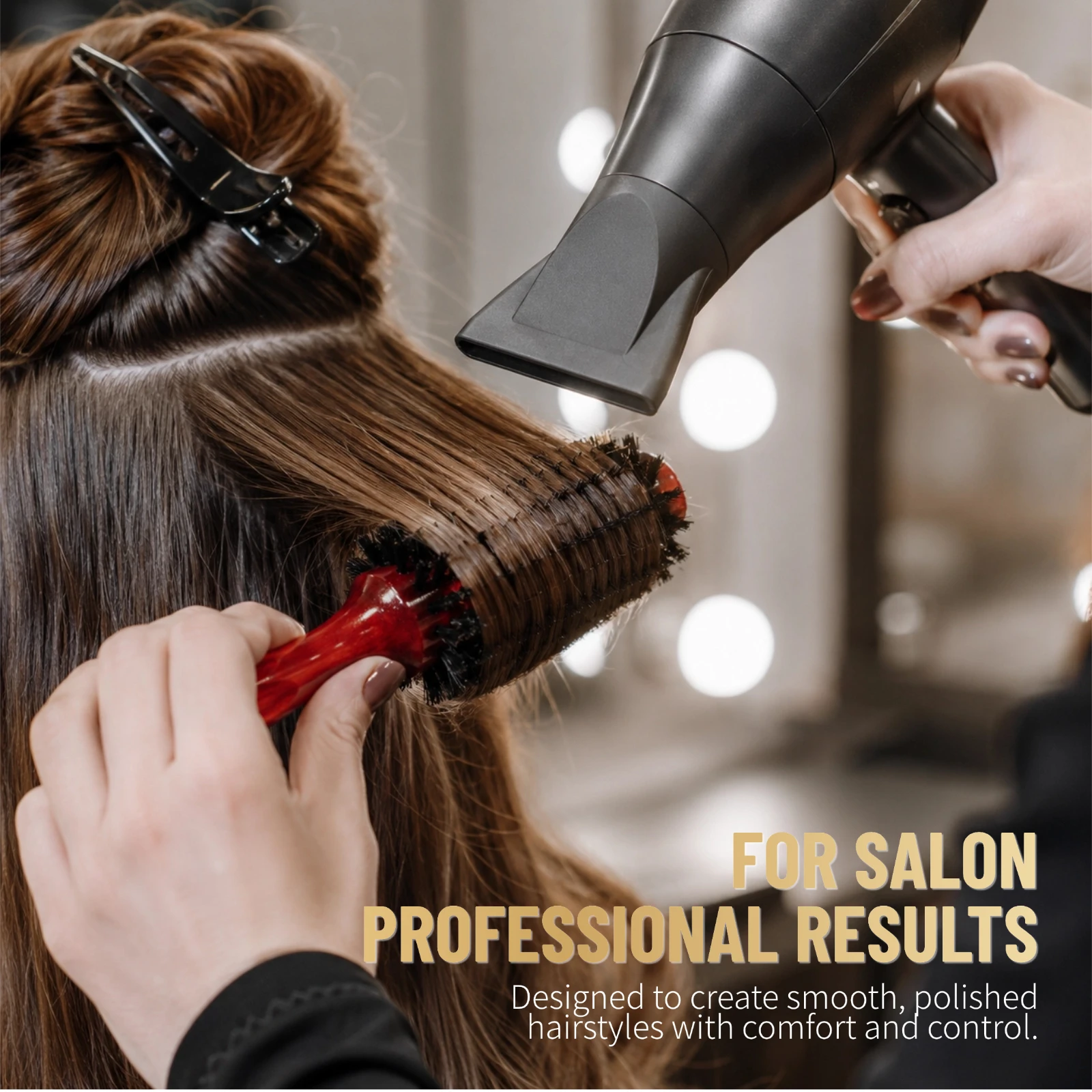 Professionelles 4-teiliges Rundbürsten-Set aus Buchenholz mit Wildschweinborsten, Anti-Frizz-Volumen-Lockenbürste für Salon, Friseur und Zuhause – Detail 10